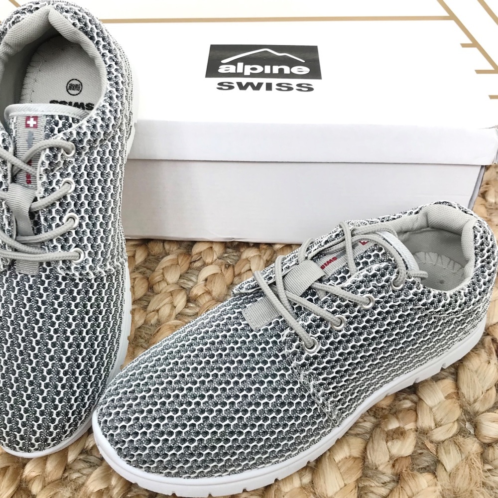 NEW Alpine Swiss Gray mesh lace up sneakers size 8